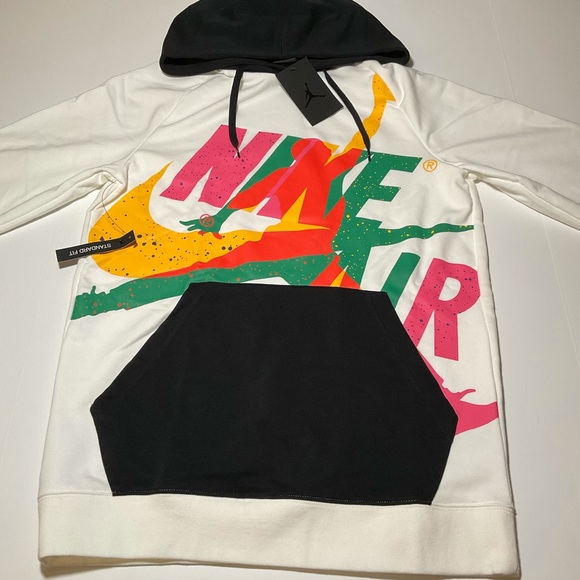 Air Jordan Mens White Black Multi-Colored Hoodie - Picture 2 of 2